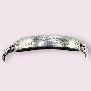 Brighton Embrace The Journey ID Bar Silver Tone Bracelet Vintage Retired